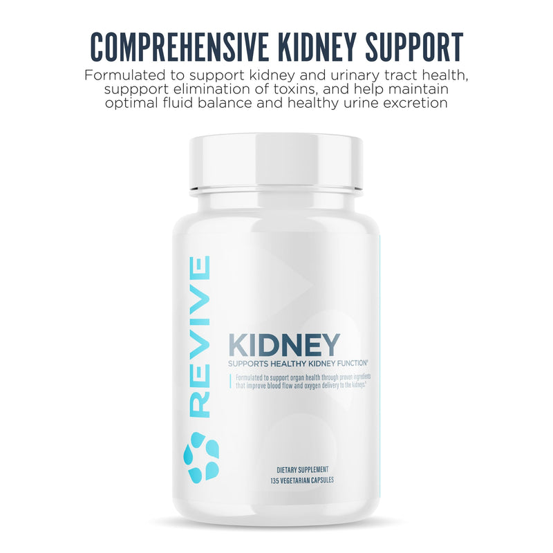 Revive MD Kidney Support Supplement for Men & Women – Kidney Cleanse & Detox Capsules for Overall Health & Function – Vegan-Friendly, Gluten-Free & Soy-Free (135 Vegetarian Capsules, 45 Servings)