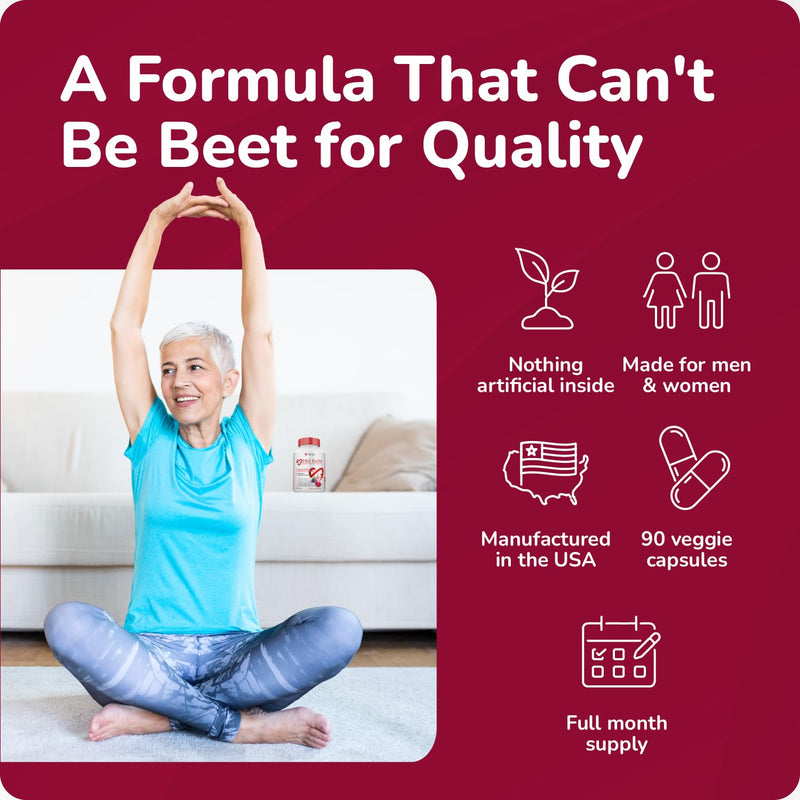 Pro Flow Circulation Support Supplement – 90 Beet Root Capsules with Grape Seed Extract, L-Arginine, Vitamins B12, beet root extract capsules, Blood Circulation Supplement - 90 Capsules