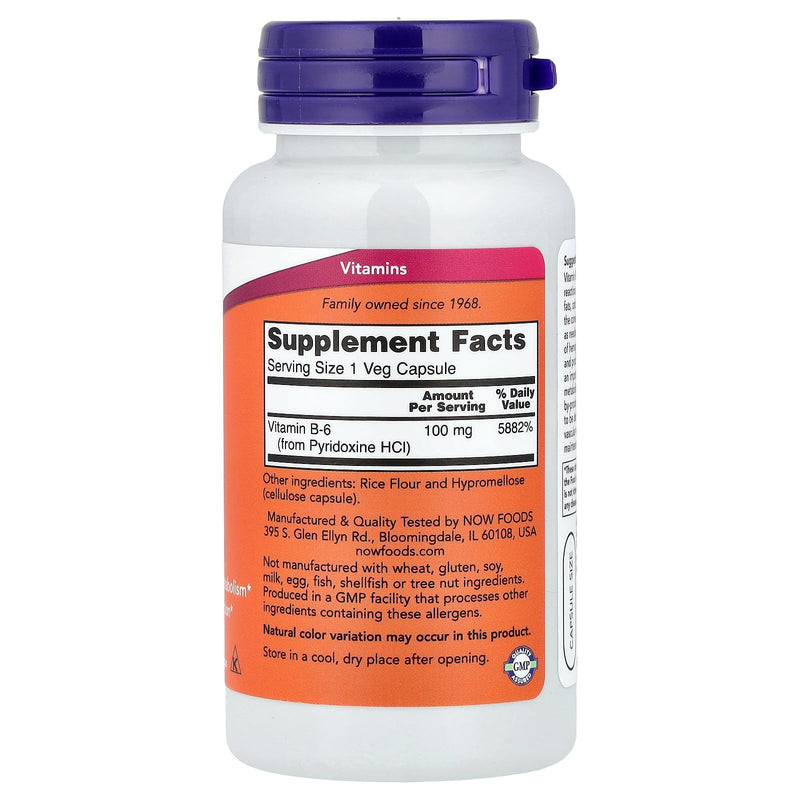 Now Foods B-6 100mg 100 Capsules 100 Count (Pack of 1)