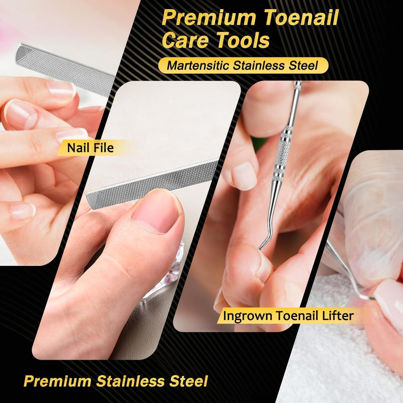Toenail Clippers for Thick Toenails, Kingfun Ingrown Toe Nail Clippers for Thick Nails for Seniors, Heavy Duty Toe Nail Clippers for Men, Angled Head Large Toenail Clippers for Seniors 5Pcs - BeesActive Australia