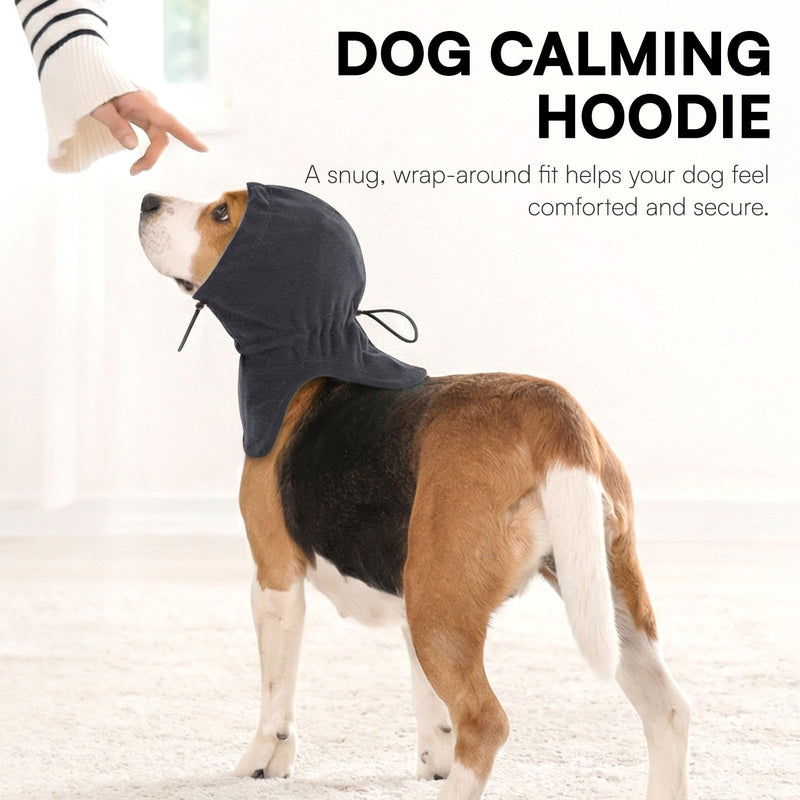 Dog Calming Hoodie Pet Ear Cover, Adjustable Headband for Small Medium Large Dogs, Pet Muffs Head Wraps for Grooming Firework Thunderstorms, Darkgrey XL X-Large