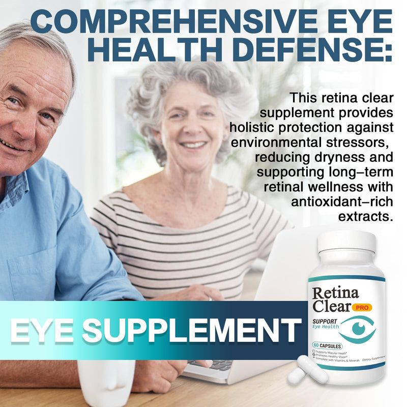 Retina Clear Pro Eye Health Support Supplement, with Minerals and Vitamins, Lutein and Bilberry Extract Supports Visual Clarity, Eye Fatigue Relief & Focus（2PCS）