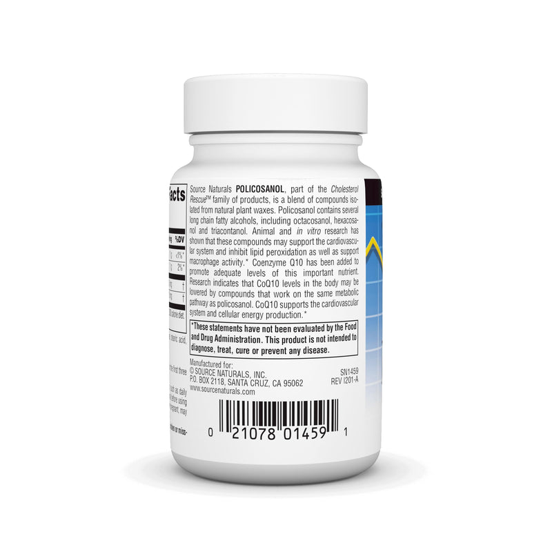 Source Naturals Policosanol with Coenzyme Q10, 10 Mg -120 Tablets 120 Count (Pack of 1)