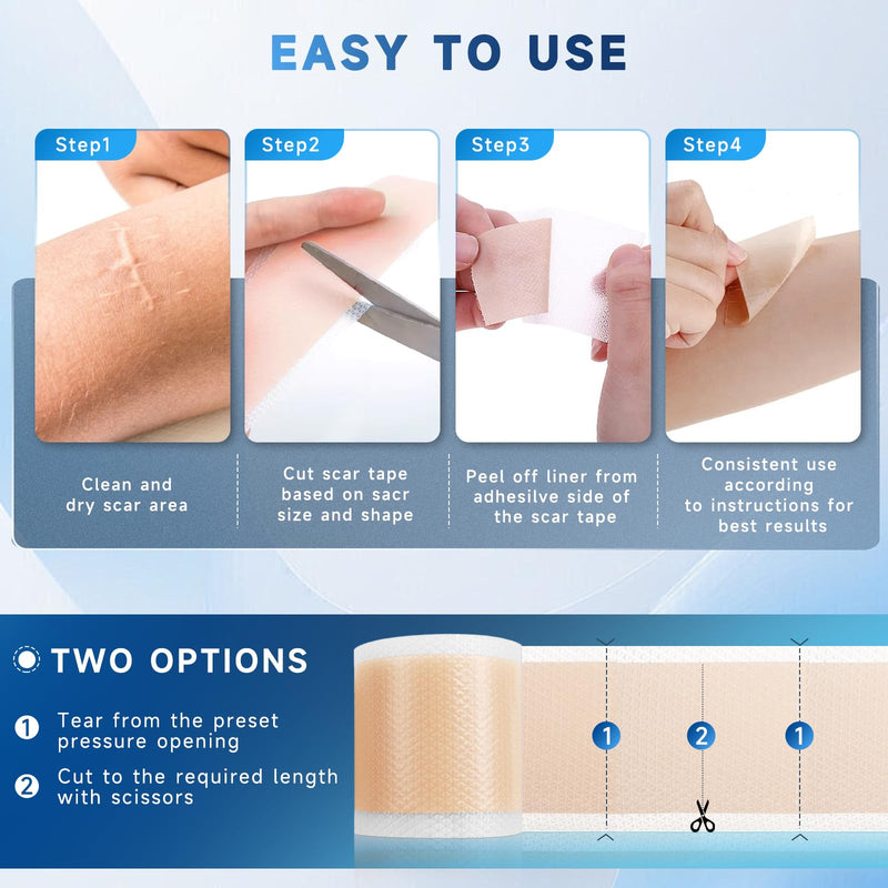Silicone Scar Sheets, Silicone Scar Tape(1.8‚Äù x 157‚Äù Roll 4M), Silicone Scar Sheets for Surgical Scars, Keloid Bump Removal, Stretch Marks Removal, C-Section, Burn et Brown