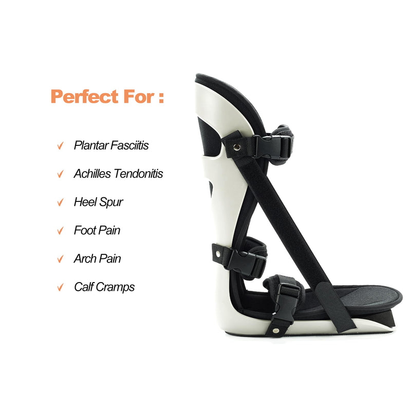 Plantar Fascitis Night Splint Adjustable Leg Support Brace for Fascia, Tendon and Calf Stretching, Heel and Bone Spur, Arch Pain Treatment Fit Right or Left Foot, Grey, Medium - BeesActive Australia