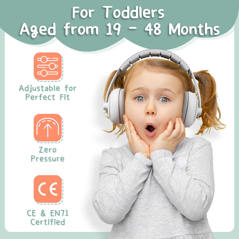 BOENFU Noise Cancelling Headphones for Babies and Toddlers up to 48 Months, 2 in 1 Adjustable Ear Muffs Noise Protection White - BeesActive Australia