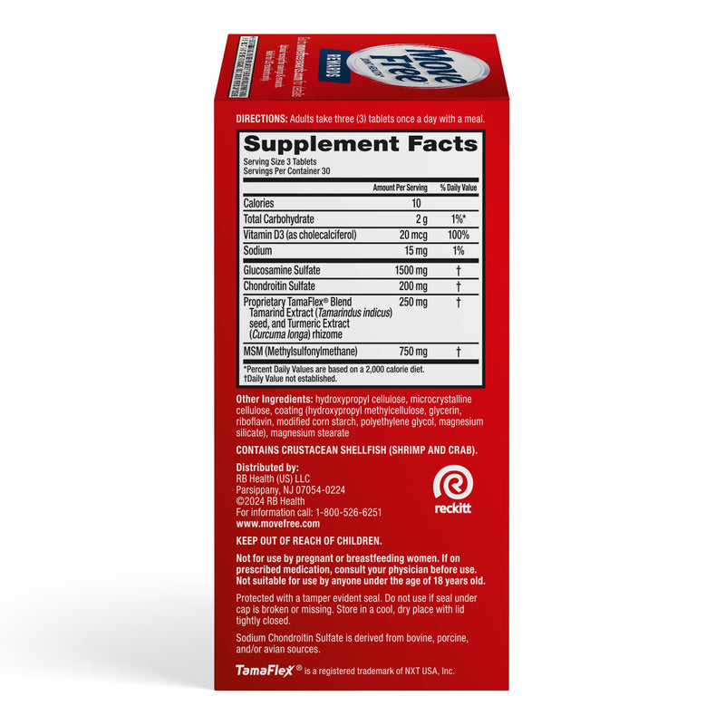 Move Free Advanced Pro Joint Support TamaFlex Glucosamine, Vitamin D3-90ct | 5-Day Joint Health Supplement tablets with Turmeric Curcumin & Tamarind, Bone Strength, Cartilage, Knee Range of Motion