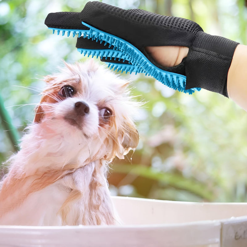 ZSMJAER pet glove cat brush glove, suitable for grooming dogs, cats and cleaning Pet Grooming Brush Glove has a massaging effect (light blue) light blue - BeesActive Australia