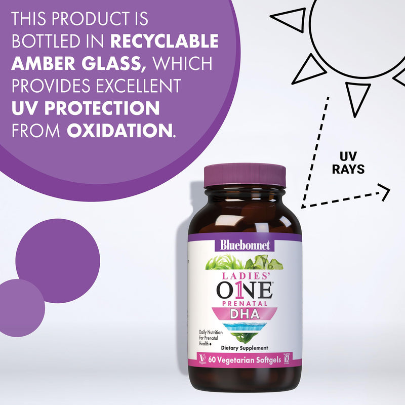 Bluebonnet Nutrition Ladies' One Prenatal DHA, Daily Nutrition for Prenatal Health*, Non-GMO, Vegan, Gluten-Free, 30 Vegetarian Softgels, 30 Servings | Non-GMO, Vegan, Vegetarian, Gluten-Free 1