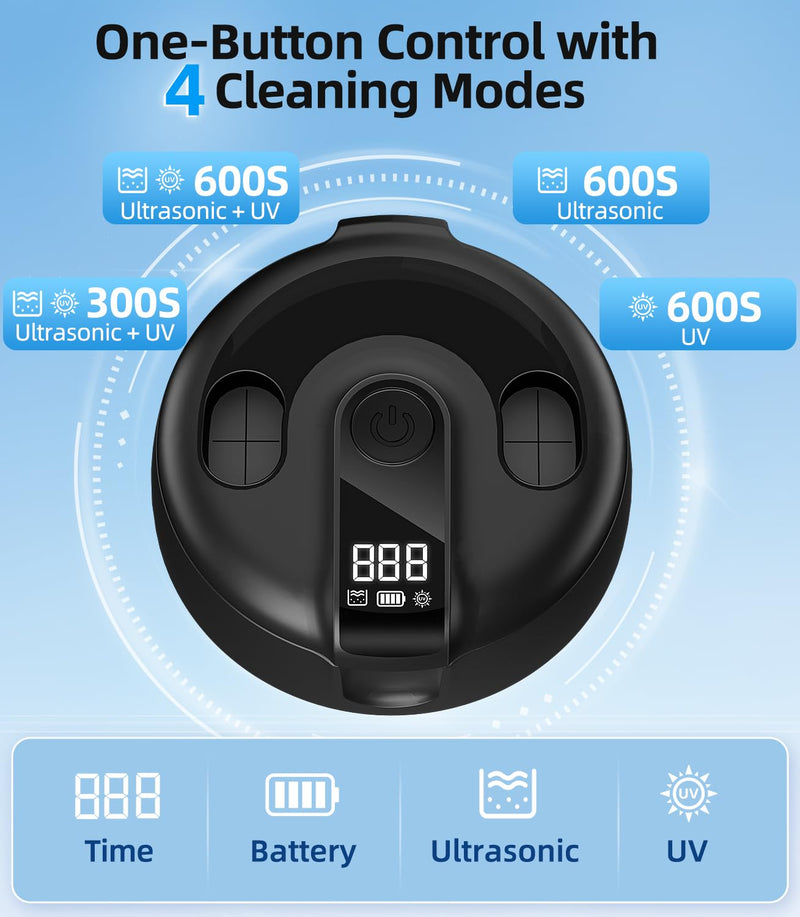 Ultrasonic Retainer Cleaner Machine 48kHz, Cordless Dental Pod Ultrasonic Jewelry Cleaner Portable with Digital Timer & 200ML for Denture Aligner Night Mouth Guard Braces Electrochemistry Accessories - BeesActive Australia
