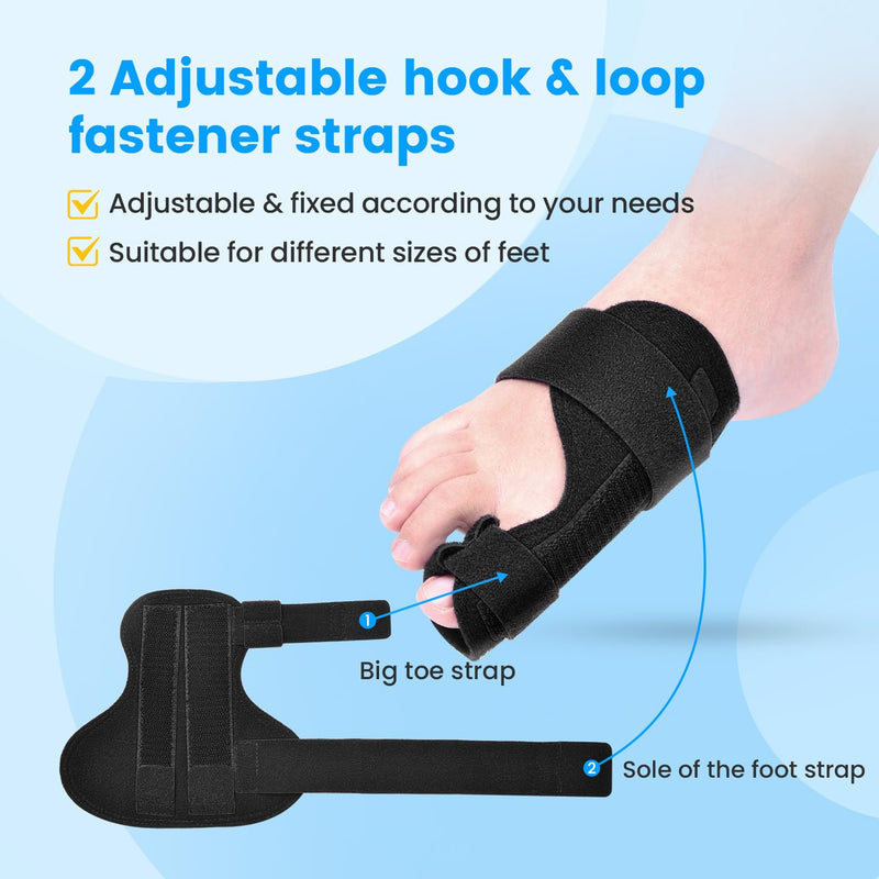 Broken Big Toe Splint Brace, Fracture Big Toe Protector for Dislocations, Injuries, Sprains, Support with 2 Stainless Steel Plate - Right black - BeesActive Australia