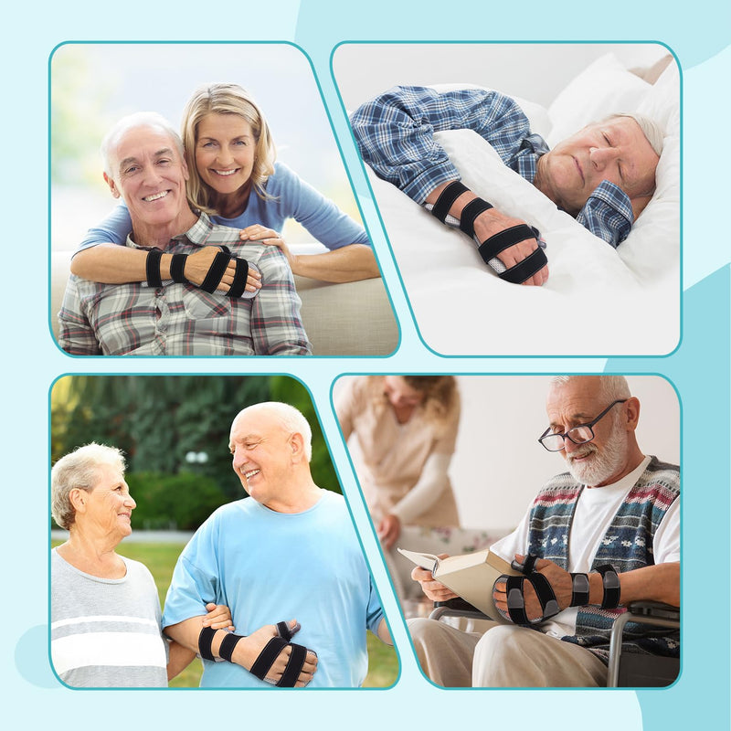 DrFinger Stroke Hand Brace Splint for Straightening Fingers with 5 Fingers Resting Support,Prevent Fingers Curling, Dupuytren's Contractures, Hand Spasms, Fit Right & Left, Men & Women - L Grey