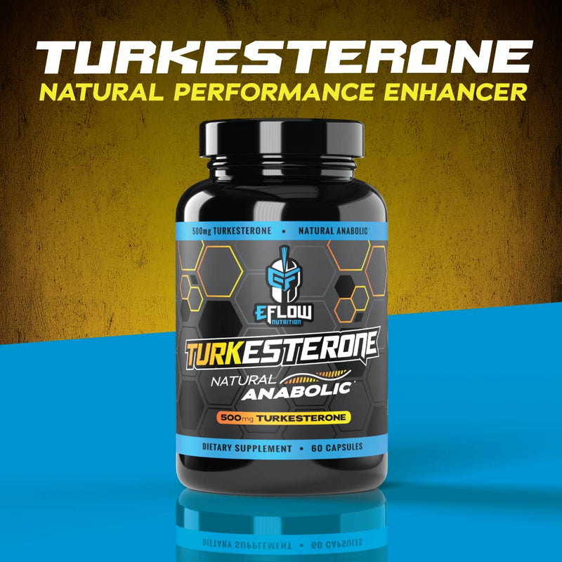 eFlow Nutrition Turkesterone Supplement for Men [Highest Purity] + Cyclodextrin for High Absorption - Increase Stamina, Lean Muscle Growth & Recovery, Boosts Drive - 3rd Party Tested (60 Capsules)
