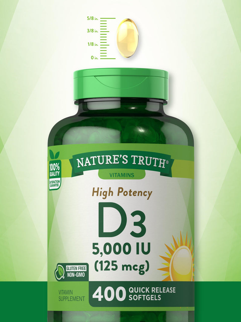 Nature's Truth Vitamin D3 5000 IU Softgels | 400 Count | High Potency 400 Count (Pack of 1)