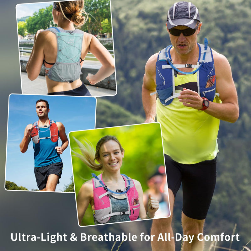 Lightweight Running Vest for Women and Men Hydration Backpack Pack with 1.5L Water Bladder Bag Running Gear Accessories for Hiking Trail Cycling Marathon Hot Pink