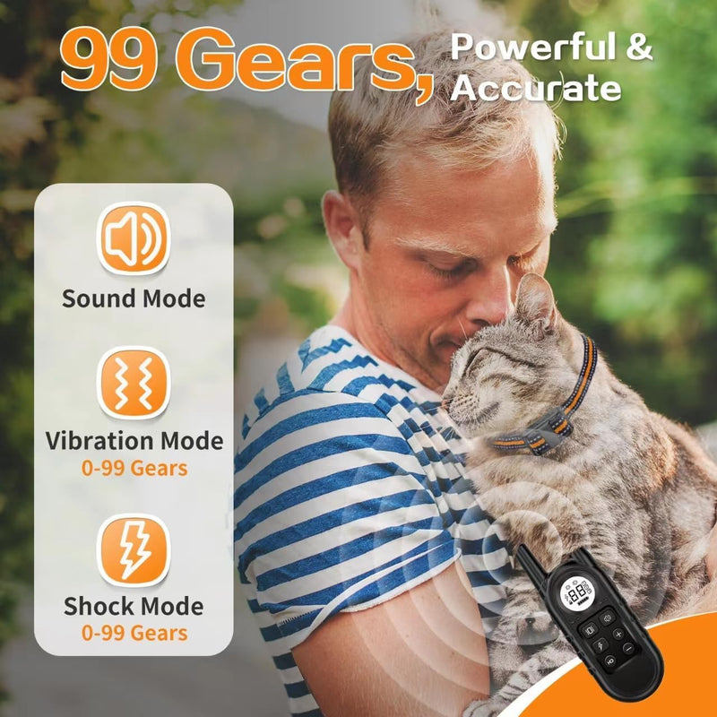 Tiniest Cat Shock Collar, Lightest Cat Training Collar with Remote for Small Cats 5-15lbs & Medium Large Cats/Puppies, Waterproof, Rechargeable, 1300ft Range (Orange) Orange - BeesActive Australia