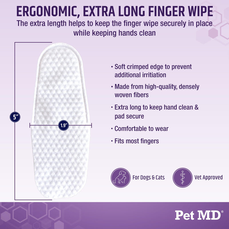 Pet MD Tris Ear Finger Wipes for Dogs & Cats - Multipurpose Cleansing Solution Cat Ear Wipes & Puppy Ear Cleaner - Pet Safe Cleaner to Clean and Remove Debris - 50ct