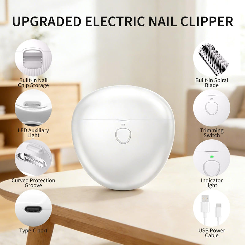 Automatic Nail Clipper for Baby, Electric Nail Trimmers with LED Light & 2 Speeds 2026 Upgraded USB Rechargeable Fingernail Trimmer with Clip Storage Safe for Seniors