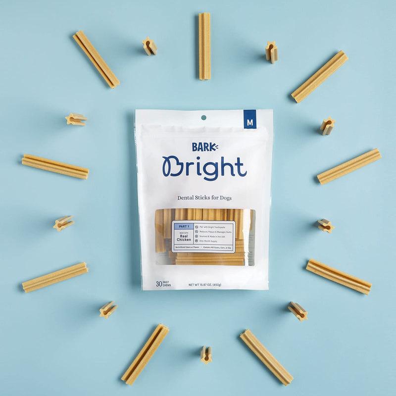BARK Bright Dental Sticks for Medium Dogs Chews, 15.87 oz., Count of 30 30 Count (Pack of 1) - PawsPlanet Australia
