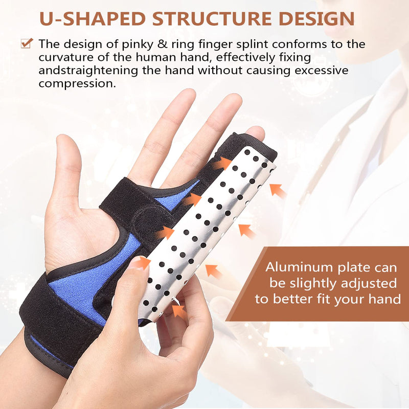 Pinky & Ring Finger Splint for Straightening, Metacarpal Splint, Boxer Fracture Finger Brace, Hand Brace with Finger Support for Dislocated, Broken Joint and Mallet Finger, Fits for Men and Women Normal L/XL