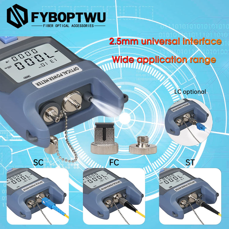 2pcs 3 in 1 Function Fiber Optic Tester Portable Optical Power Meter (FC/SC/ST) & VFL-10 Visual Fault Locator & LED Lighting, OPM & VFL Fiber Optic Tester, Range: (-70) dBm ~ (+10) dBm 2 - BeesActive Australia