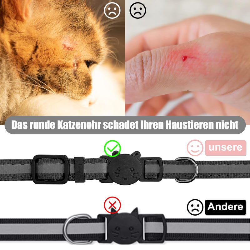 Diyife Airtag Cat Collar, [Pack of 2] Reflective GPS Lightweight Tracker Cat Collars with Airtag Case, Quick Release, Bell, 20-33 cm Adjustable for Cats Kittens, Black - BeesActive Australia