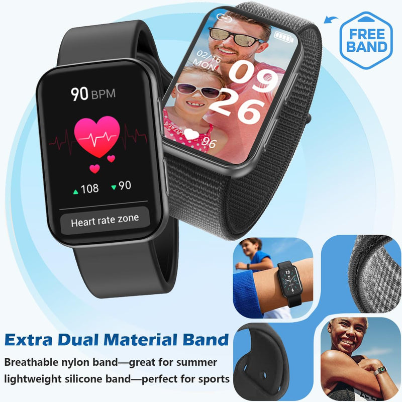 MorePro Health Fitness Tracker with Blood oxy-gen Monitor and 24/7 Heart Rate and Blood Pressure, 120+ Sport Modes Waterproof Fitness Watch, Sleep Monitor for Women Men Android iOS deep black - BeesActive Australia