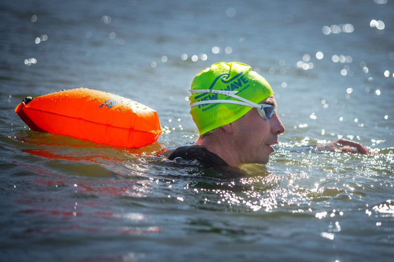 New Wave Swim Buoy for Open Water Swimmers and Triathletes - Light and Visible Float for Safe Training and Racing - Nylon TPU Orange Nylon-TPU 15L - BeesActive Australia