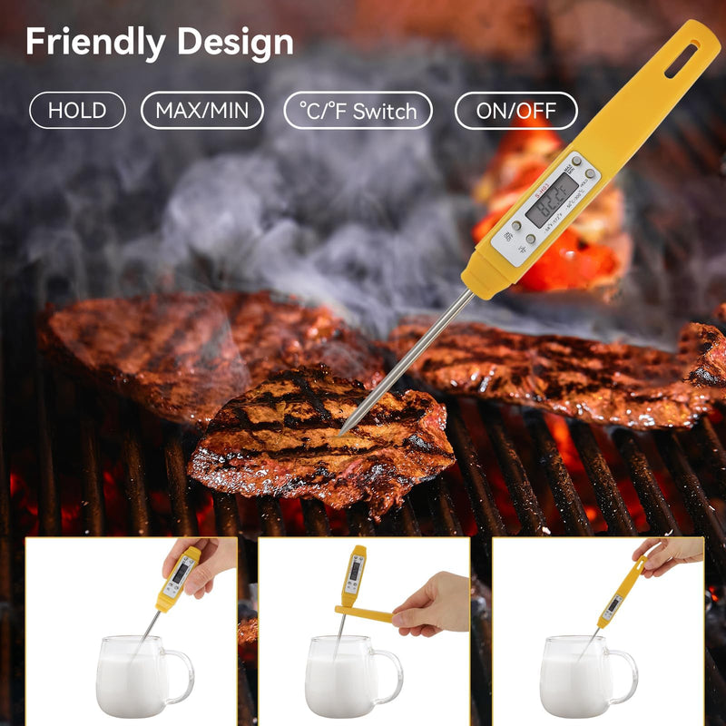Akozon Digital Food Thermometer Automatic Calibration Pen High Accuracy Electronic Pocket Thermometer Yellow Home and Family Appliance and Decor - BeesActive Australia