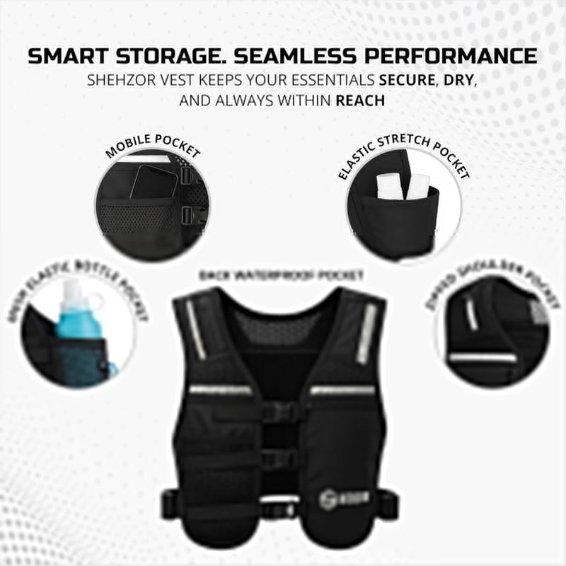 Shehzor Adjustable Weighted Vest Women and Men, Running Belt with Water Bottle, Chest Rig & Running Vest, Marathon Backpack, Essentials, Hydration Vest with 500ml BPA-Free Bottle