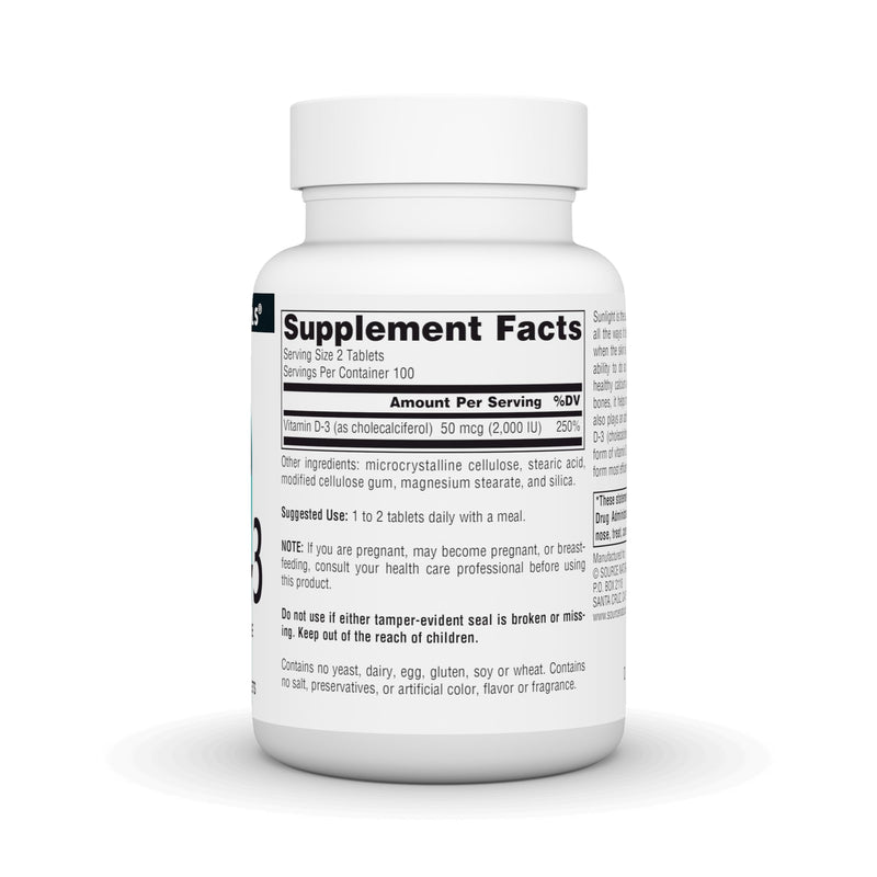 Source Naturals Vitamin D-3, Supports Bioactve Form for Bone & Immune Health* 1000 iu (25 mcg) - 200 Tablets 3 200 Count (Pack of 1)