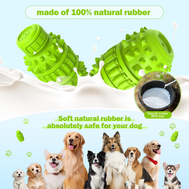 PIFFZEDO Dog Toys for Aggressive Chewers Tough Dog Squeaky Toys for Large Medium Breed Interactive Durable Natural Rubber Dog Chew Toys Dog Birthday Toy Dog Toothbrush (Green,Large) Green - BeesActive Australia