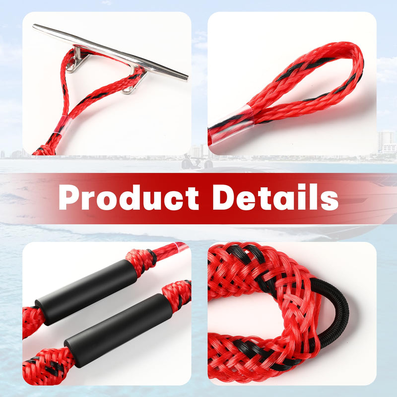 Bungee Dock Lines for Boats Boat Dock Bungee Ties Bungee Dock Line Mooring Rope Shock Bungee Docking Rope for Boat Kayak Jet Ski 4 Feet 4 Pack Red&Black Black and Red 1