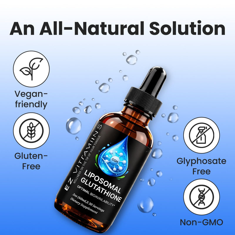 Liposomal Glutathione Liquid Supplement, High Absorption, 2oz | Liquid Glutathione Supports Immunity, Skin, And Hair Health With Daily Liposomal Absorption, 30-Day Supply