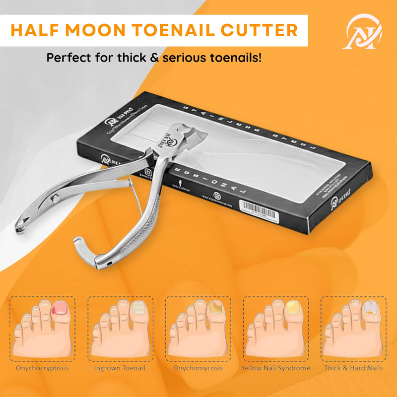 Signature Half Moon Toenail Cutter – 5.75" Stainless Steel Nail Clipper for Thick, Hard & Ingrown Toenails – Precision Pedicure Tool for Men & Women - BeesActive Australia
