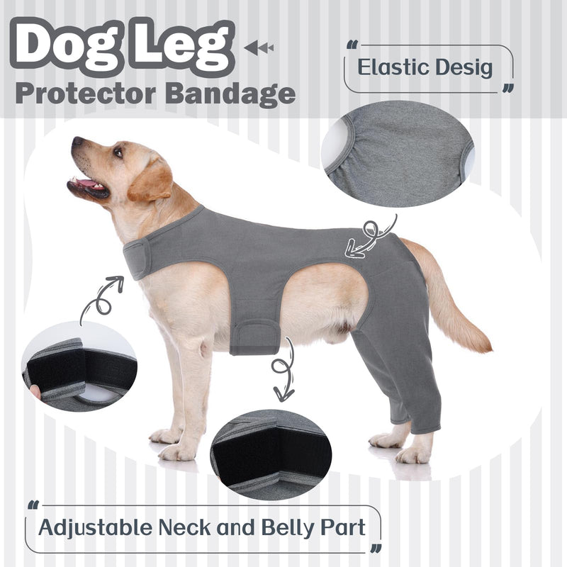Hjyokuso dog bodysuit after surgery, dog bodysuit after surgery with leg, wound protection suits for dogs, dogs hind leg protection, anti-wound licking surgery body dogs, E-collar alternative for dogs, dog leg protection bodysuit M grey - BeesActive Australia