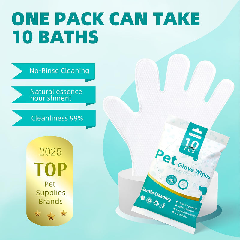 MEDUWEDU Coconut Daily Clean Kit – Dental Finger Wipes + No-Rinse Grooming Gloves