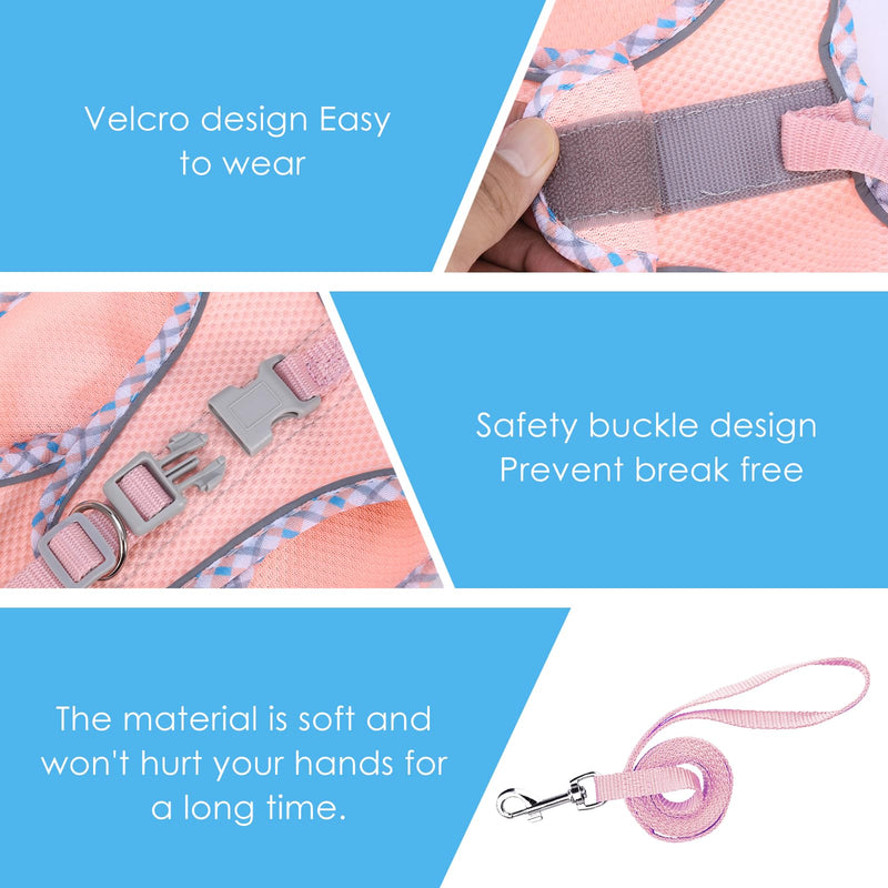 Brifit Cat Harness, Cat Harness with Leash, Escape-Proof, Soft Harness for Cat with Reflective Strips, Adjustable Cat Vest, Cat Harness Cat Harness for Cats Puppy [Pink, XXS] Pink - BeesActive Australia