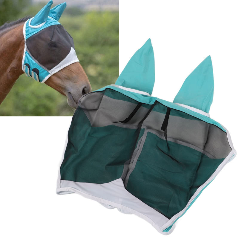 Horse Eye Mask 1Pcs Stretchy Breathable Mesh Horse Fly Mask Detachable Eye Protection Mask Equine Fly Mask for Horse (Blue Green L) Blue Green L - BeesActive Australia