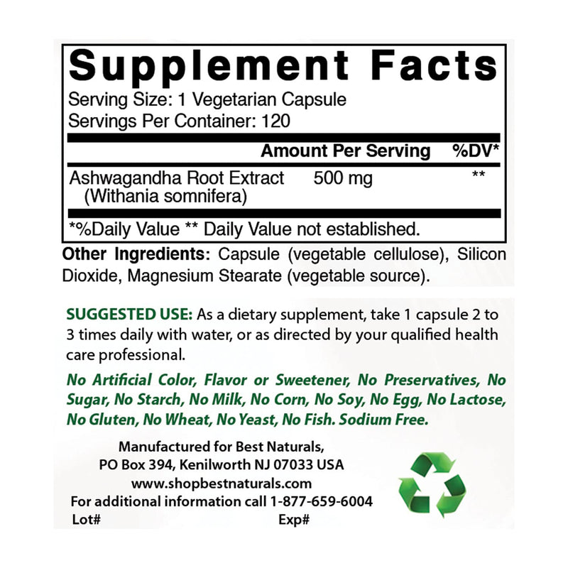 Cat's Claw 500 mg & Ashwagandha Extract 500 Mg