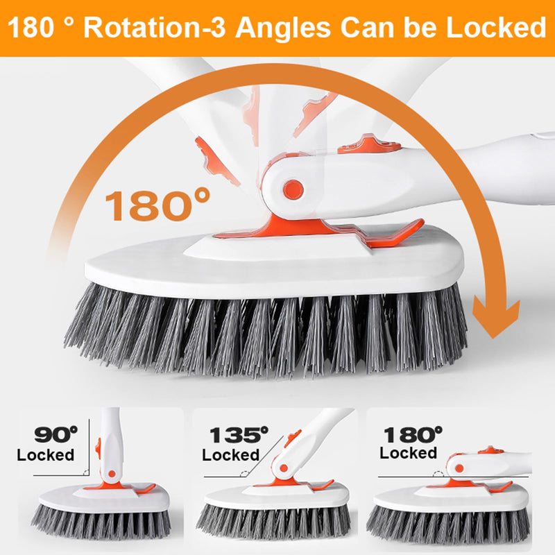 Onewly Shower Scrubber with Long Handle, 3 in 1 Bathroom Cleaning Brush with 24"-53" Extand Handle, Cleaning Supplies for Kitchens, Sinks, Toilets, Floors, Baseboards, Windows and Corners 9 Count - BeesActive Australia