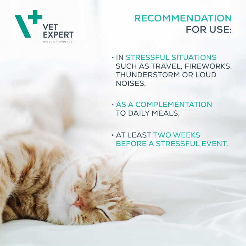 Vet Expert Calm & Relax Supplement for Dogs and Cats – Reduces Stress and Anxiety with Tryptophan, Valerian Extract, Taurine, and Green Tea Leaf Extract – 30 Twist-Off Capsules