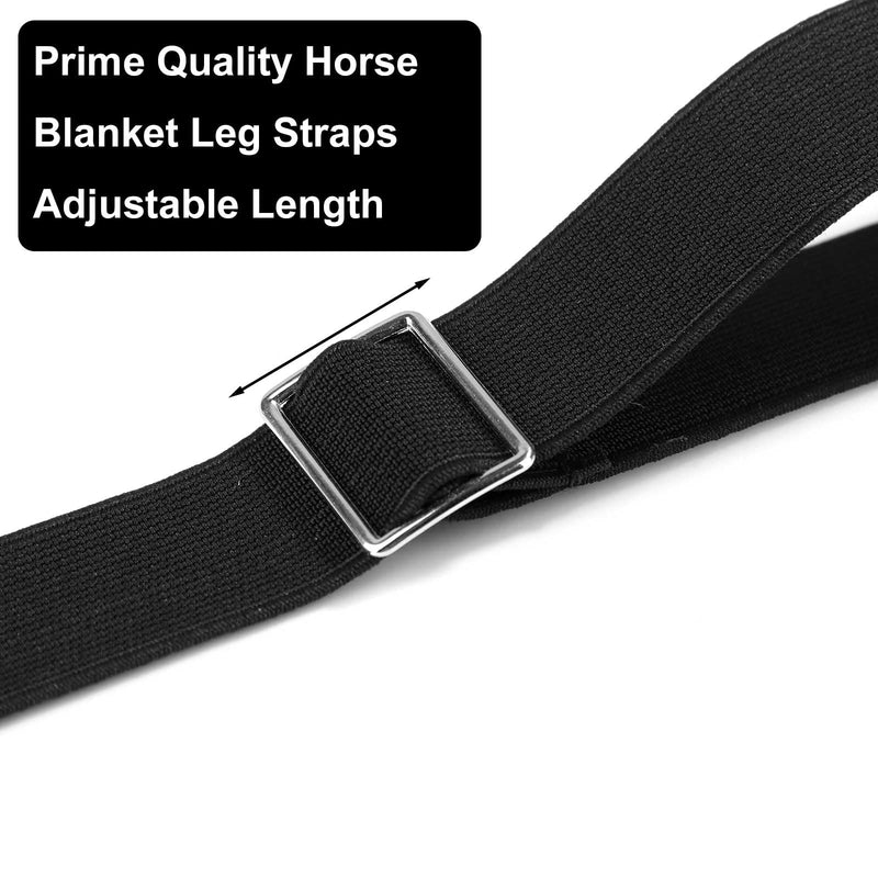 2pcs Horse Blanket Leg Straps, Elastic Horse Blanket Leg Straps Horse Blanket Belly Band Replacement with Swivel Snap Hook Wrap Adjustable Length 21.85-40.16in Black(Double Hook) Double Hook - BeesActive Australia