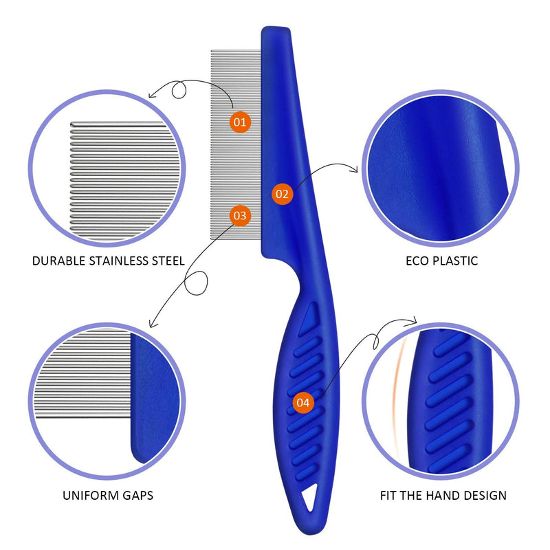 6 Pieces Pet Lice Combs Dog Grooming Flea Comb Cat Tear Stain Comb for Removal Dandruff, Hair Stain, Nit (Pink, Light Blue, Dark Blue, Yellow) Pink, Light Blue, Dark Blue, Yellow - BeesActive Australia