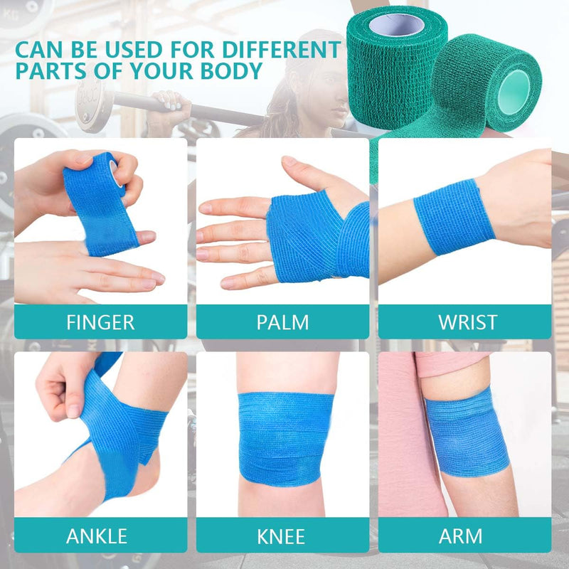 30 Pack 2 Inch x 5 Yards Green Self Adhesive Bandage Breathable Cohesive Bandage Wrap Rolls Elastic Self-Adherent Tape for Stretch Athletic, Sports, Wrist, Ankle 2 Inch, 30 Pack - BeesActive Australia