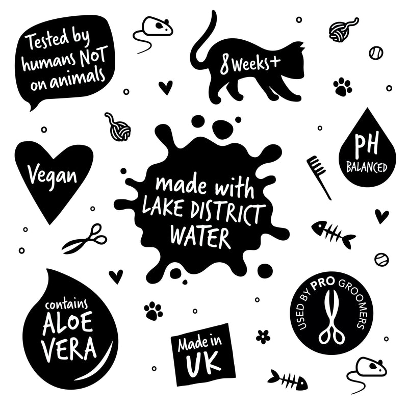 Bugalugs No Rinse Cat Shampoo for itchy skin with Tea Tree & Aloe Vera. Brush through, no rinse shampoo & conditioner for cats and kittens. Foam action grooming dry kitten (No Rinse Shampoo)