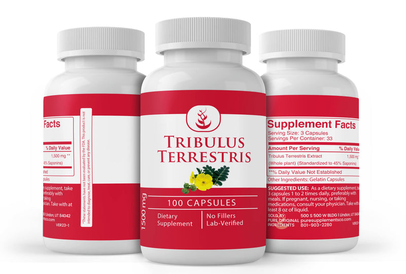 PURE ORIGINAL INGREDIENTS Tribulus Terrestris (100 Capsules) Always Pure, No Additives Or Fillers, Lab Verified 100 Count (Pack of 1) - BeesActive Australia