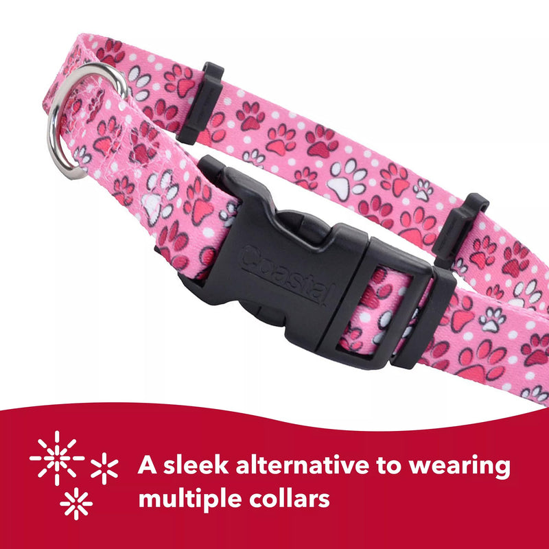 Coastal Pet SecureAway Collar Protector for Flea Collars - Adjustable pet Accessory - Protective Flea Collar for Dogs & Puppy - Multi Paws, 1" x 14-20"