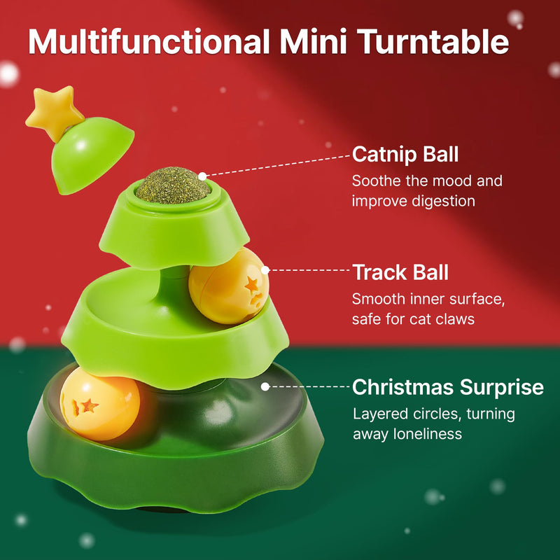 Potaroma Mini Sized Cat Toys with Catnip on Top, 2-Level Roller Turntable Two Cat Balls Interactive Indoor Kitten Physical Exercise Kitty Toys 5.5 Inches - BeesActive Australia