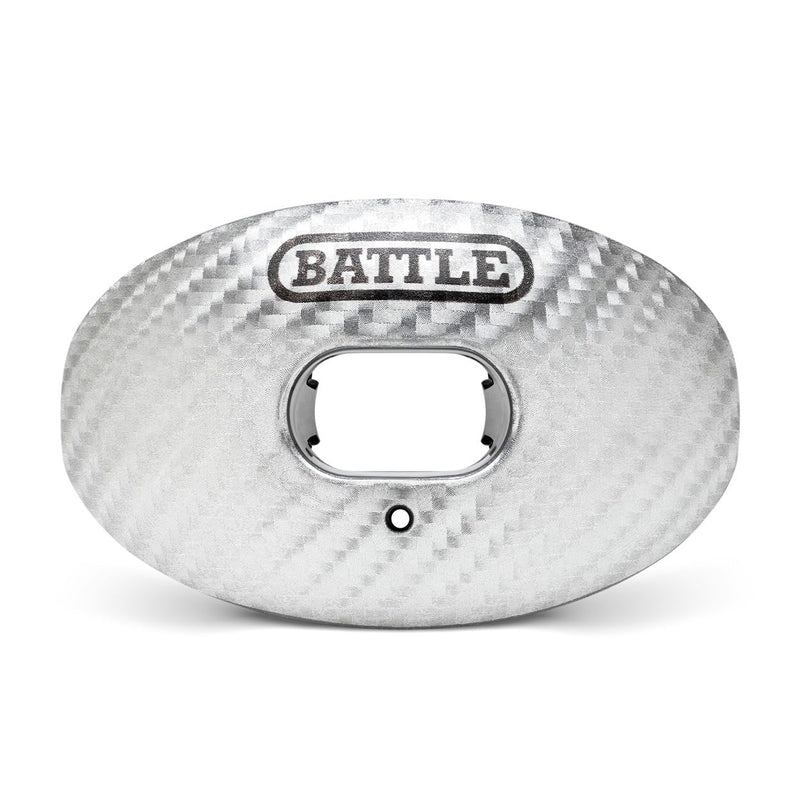 Battle Sports Carbon Oxygen Football Mouthguard - with a Convertible Strap, Superior Airflow & Better Performance, Maximum Protection & Breathability Football Mouthpiece, Works with Braces - Silver - BeesActive Australia